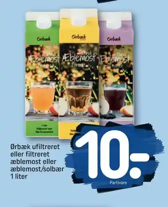 REMA 1000 Ørbæk ufiltreret eller filtreret æblemost eller æblemost/solbær tilbud