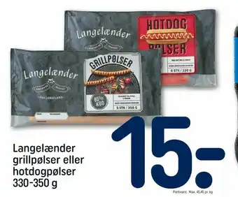 REMA 1000 Langelænder grillpølser eller hotdogpølser tilbud