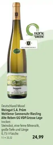 Citti Weingut S.A. Prüm Wehlener Sonnenuhr Riesling Alte Reben GG VDP.Grosse Lage tilbud