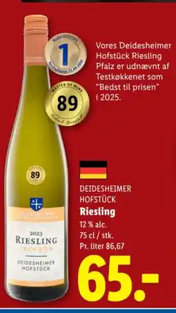 Lidl DEIDESHEIMER HOFSTÜCK Riesling tilbud