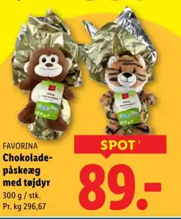 Lidl FAVORINA Chokolade- påskeæg med tøjdyr tilbud