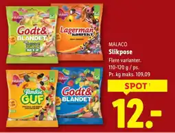 Lidl MALACO Slikpose tilbud