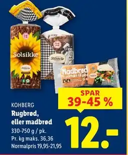 Lidl Rugbrød, eller madbrød tilbud