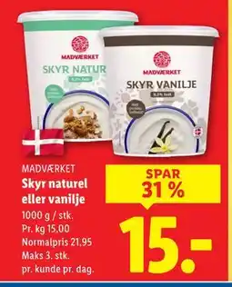 Lidl Skyr naturel eller vanilje tilbud
