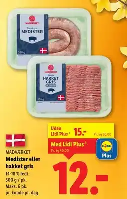 Lidl Medister eller hakket gris tilbud