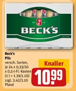REWE DE Beck’s Pils, EUR 10 tilbud