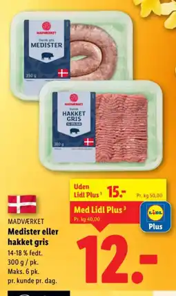 Lidl Madværket medister eller hakket gris tilbud