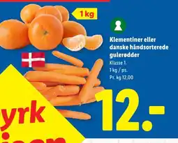 Lidl Klementiner eller danske håndsorterede gulerødder tilbud