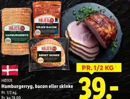 Lidl Højer hamburgerryg, bacon eller skinke tilbud