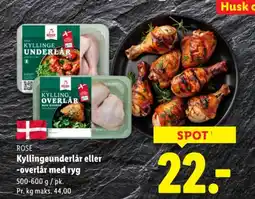 Lidl ROSE Kyllingeunderlår eller -overlår med ryg tilbud