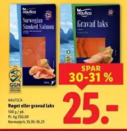 Lidl Nautica røget eller gravad laks tilbud