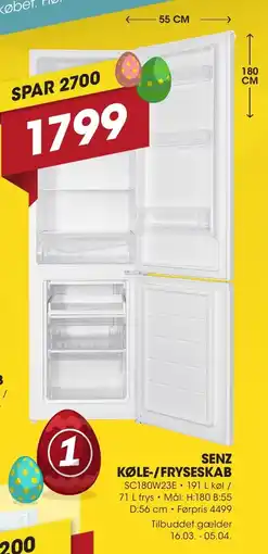 Punkt1 Senz køle-/fryseskab tilbud