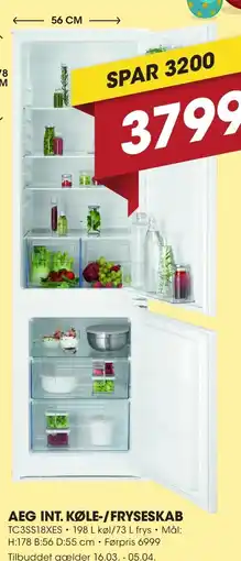 Punkt1 AEG INT. KØLE-/FRYSESKAB tilbud
