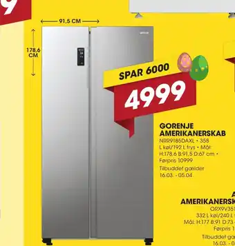 Punkt1 Gorenje amerikanerskab tilbud