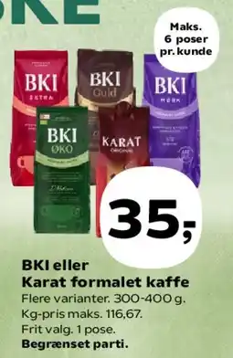 SuperBrugsen BKI eller Karat formalet kaffe tilbud