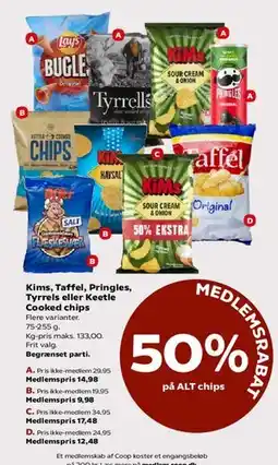 SuperBrugsen Kims, Taffel, Pringles, Tyrrells eller Kettle Cooked chips tilbud