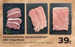 SuperBrugsen Coop koteletter, skinkeschnitzler eller stegeflæsk tilbud