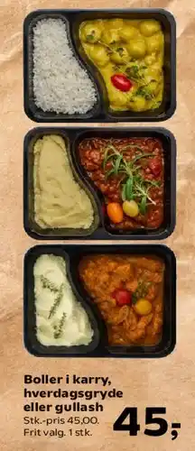 SuperBrugsen Boller i karry, hverdagsgryde eller gulasch tilbud