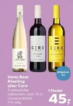 SuperBrugsen Hans Baer Riesling eller Cero tilbud