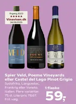 SuperBrugsen Spier Veld / Poeme Vineyards / Castel del Lago Pinot Grigio tilbud