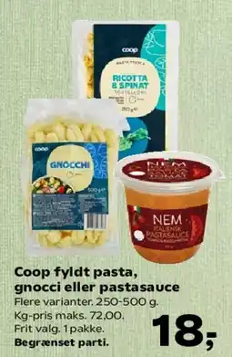 SuperBrugsen Coop fyldt pasta, gnocchi eller pastasauce tilbud
