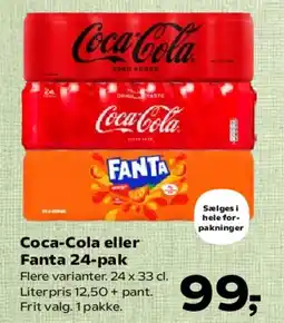 SuperBrugsen Coca‑Cola eller Fanta 24-pak tilbud