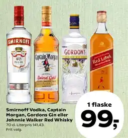 SuperBrugsen Smirnoff Vodka, Captain Morgan, Gordons Gin eller Johnnie Walker Red Whisky tilbud