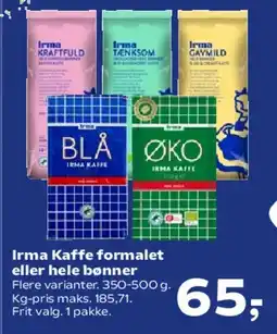 SuperBrugsen Irma Kaffe formalet eller hele bønner tilbud