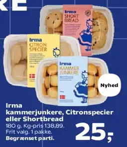 SuperBrugsen Irma kammerjunkere, Citronspecier eller Shortbread tilbud
