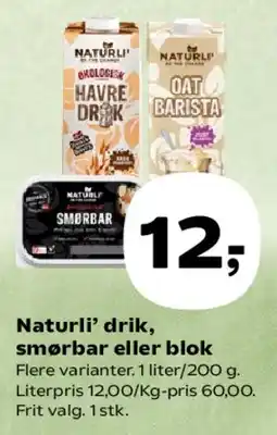 Kvickly Naturli' drik, smørbar eller blok tilbud