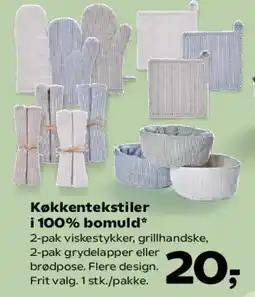Kvickly Køkkentekstiler i 100% bomuld tilbud