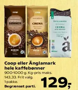 Kvickly Coop eller Änglamark hele kaffebønner tilbud