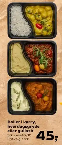 Kvickly Boller i karry, hverdagsgryde eller gullash tilbud
