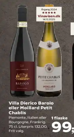 Kvickly Villa Dierico Barolo eller Moillard Petit Chablis tilbud