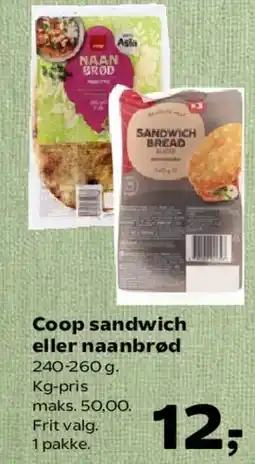 Kvickly Coop sandwich eller naanbrød tilbud