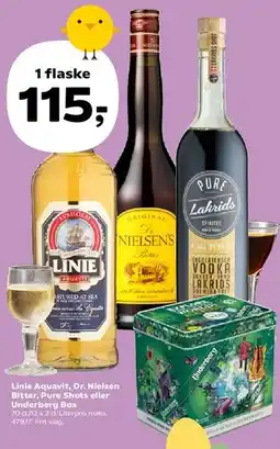 Kvickly Linie Aquavit, Dr. Nielsen Bitter, Pure Shots eller Underberg Box tilbud