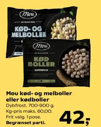 Kvickly Mou kød- og melboller eller kødboller tilbud