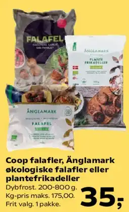 Kvickly Coop falafler / Änglamark økologiske falafler eller plantefrikadeller tilbud