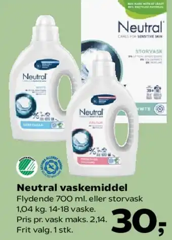 Kvickly Neutral vaskemiddel tilbud