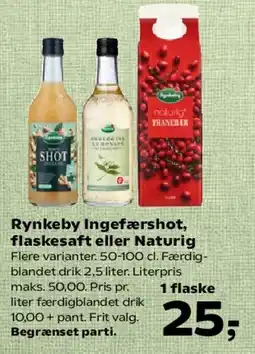 Kvickly Rynkeby Ingefærshot, flaskesaft eller Naturig tilbud