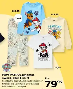 Kvickly PAW PATROL pyjamas, sweat- eller t-shirt tilbud