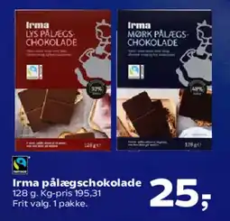 Kvickly Irma pålægschokolade tilbud