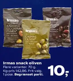 Kvickly Irmas snack oliven tilbud