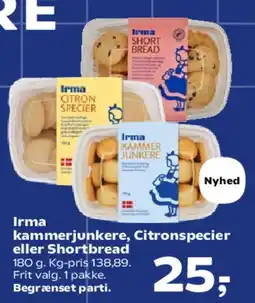 Kvickly Irma kammerjunkere, Citronspecier eller Shortbread tilbud