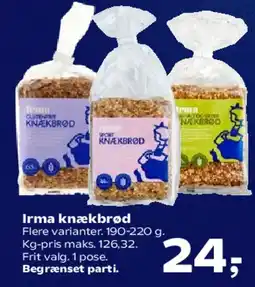 Kvickly Irma knækbrød tilbud