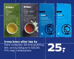 Kvickly Irma brev eller løs te tilbud