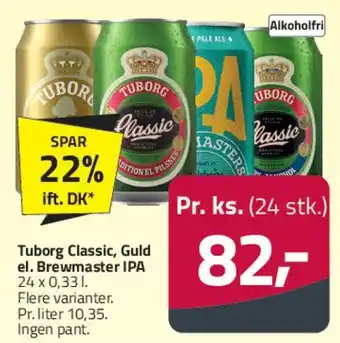Fleggaard Tuborg (Classic / Guld / Brewmaster IPA) tilbud