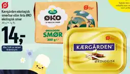 Føtex Kærgården økologisk smørbar eller Arla ØKO økologisk smør tilbud