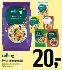 Føtex salling Mysli eller granola tilbud