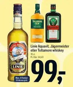 Føtex Linie Aquavit, Jägermeister eller Tullamore whiskey tilbud